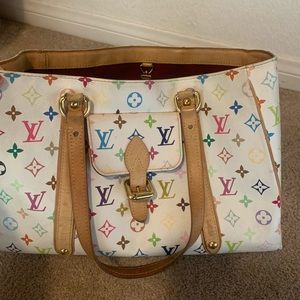 Auth Louis Vuitton Wht.Multi Color Aurelia.